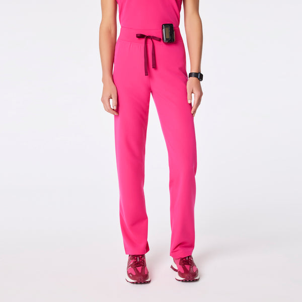 Women's Shocking Pink Livingston High-Rise- Petite Straight-Leg Scrub Pant™