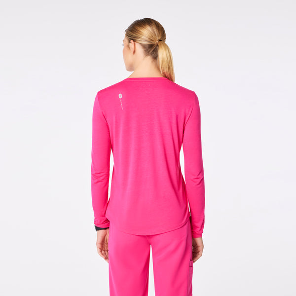 Women's Shocking Pink Where Days Are Merry, Bright, and Overcaffeinated - Long-Sleeve Underscrub
