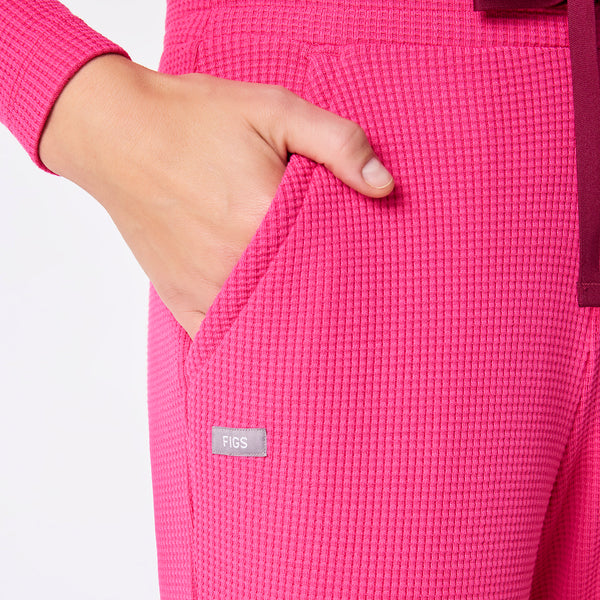 Women's Shocking Pink Off-Shift High-Rise Waffle Jogger Sweatpant™