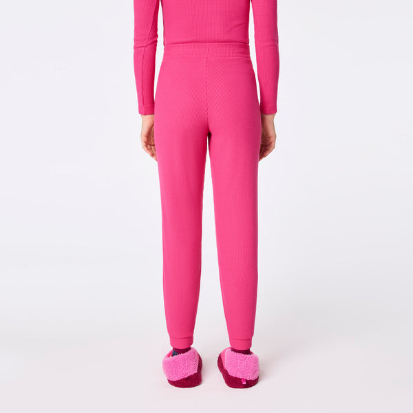Women's Shocking Pink Off-Shift High-Rise Waffle Jogger Sweatpant™