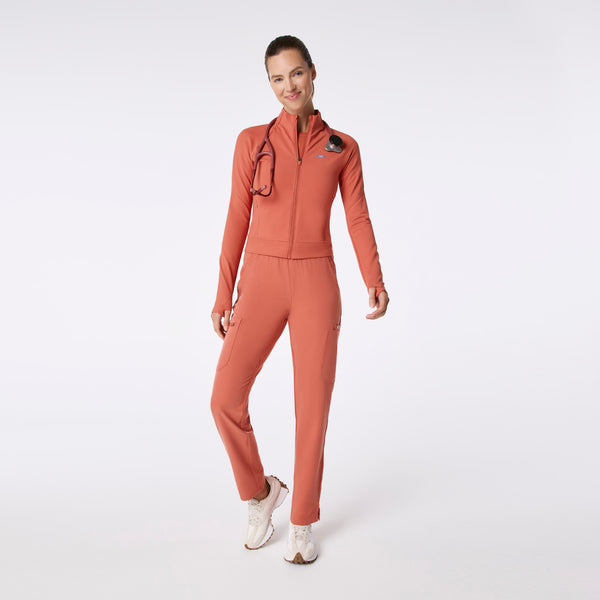 Women's Spiced Cider ContourKnit Cropped Scrub Jacket