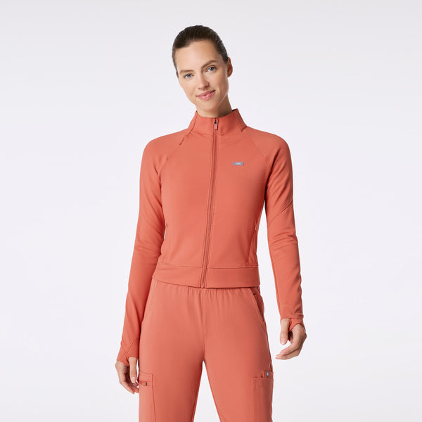 Women's Spiced Cider ContourKnit Cropped Scrub Jacket