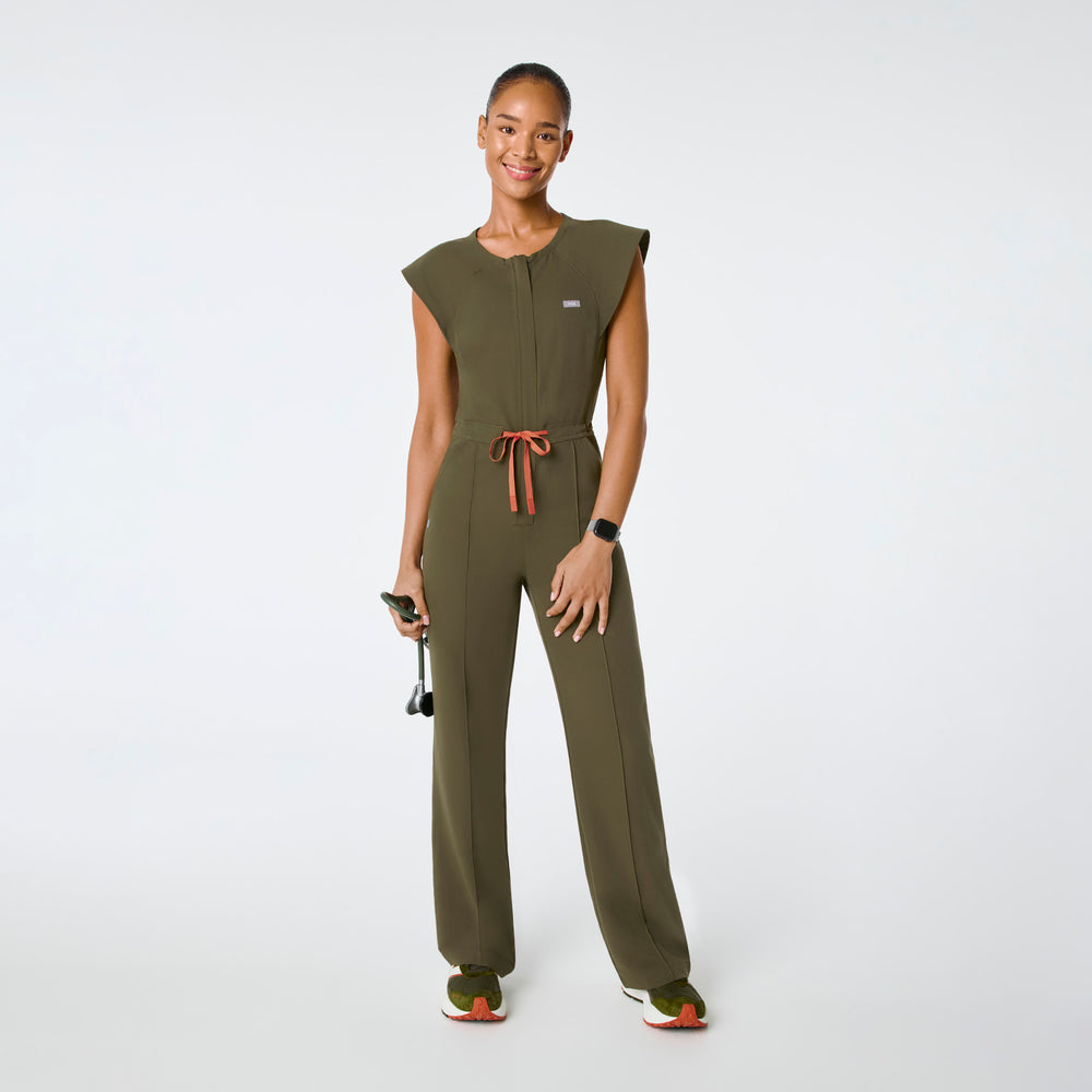 women's Spruce Layton Crewneck Wide Leg - Petite ScrubJumpsuit™