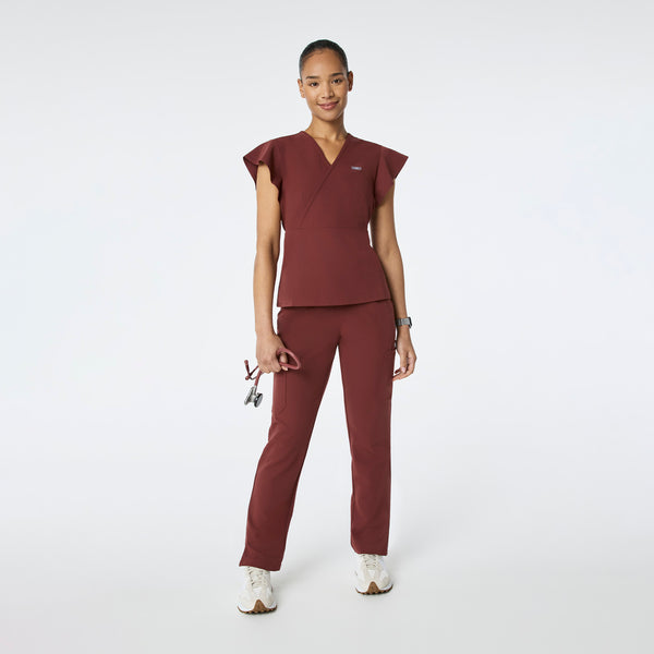 Women's Walnut Eveleigh Slim Peplum - Scrub Top