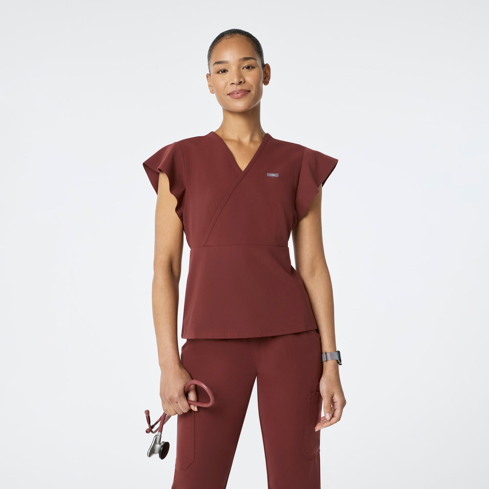 Women's Walnut Eveleigh Slim Peplum - Scrub Top