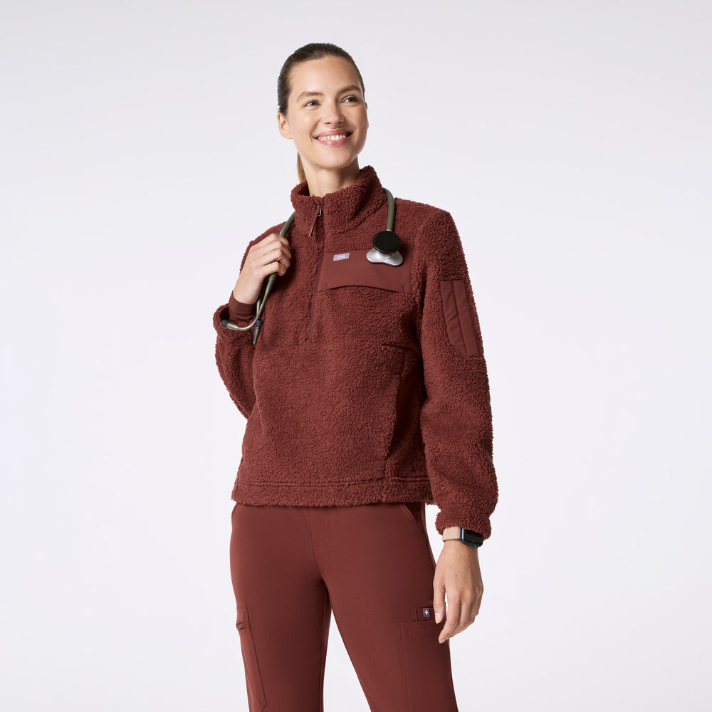 Women's Walnut High-Pile - Fleece Pullover