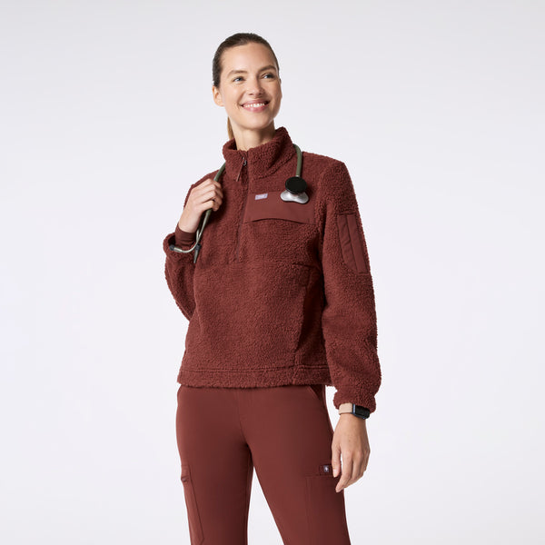 Women's Walnut High-Pile - Fleece Pullover