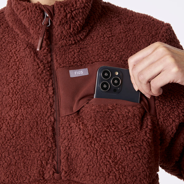 Women's Walnut High-Pile - Fleece Pullover