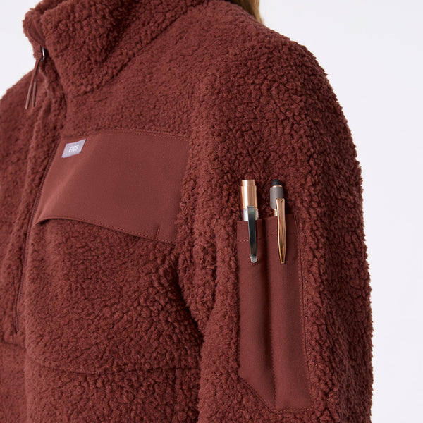 Women's Walnut High-Pile - Fleece Pullover