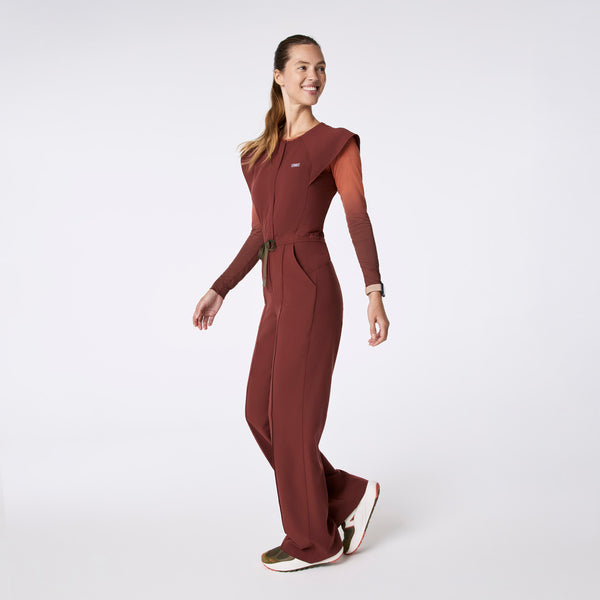 Women's Walnut Layton Crewneck Wide-Leg - Petite ScrubJumpsuit™