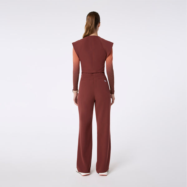 Women's Walnut Layton Crewneck Wide-Leg - Petite ScrubJumpsuit™
