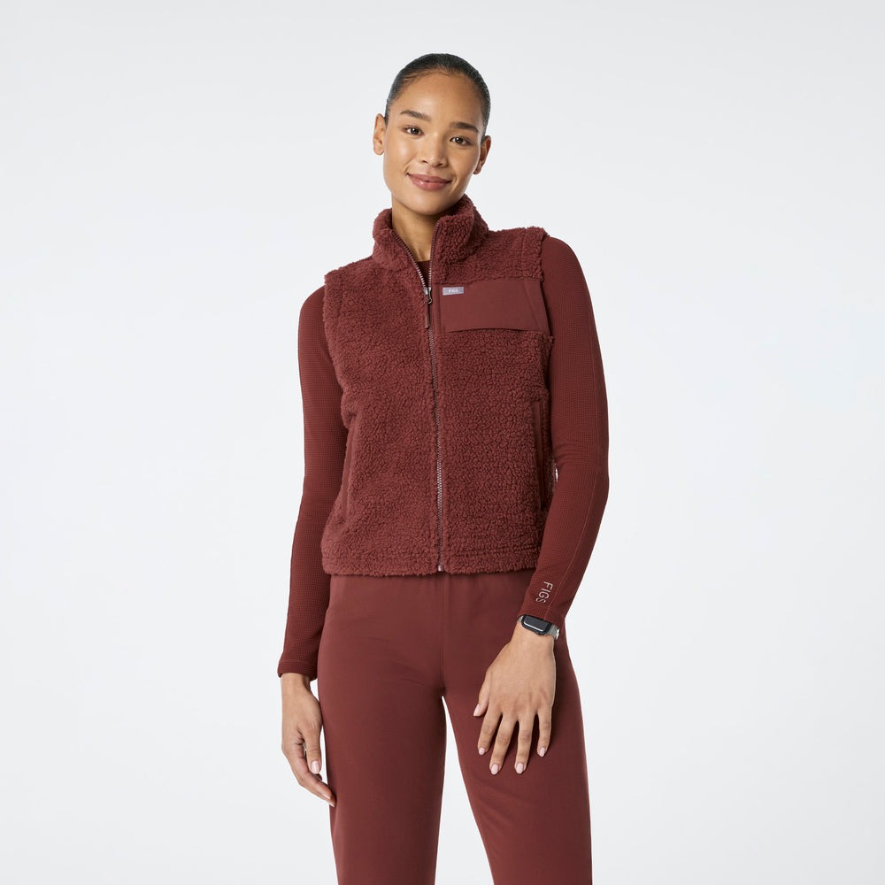 Women's Walnut High-Pile Vest