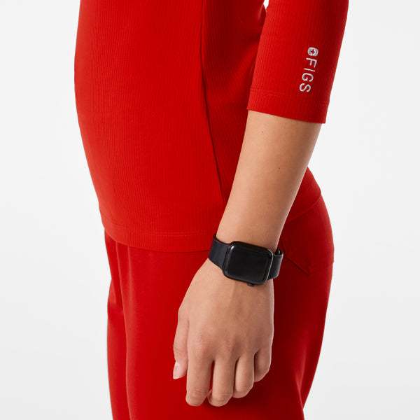 Women's Winning Red Palmer Ribbed- ¾ Sleeve Underscrub