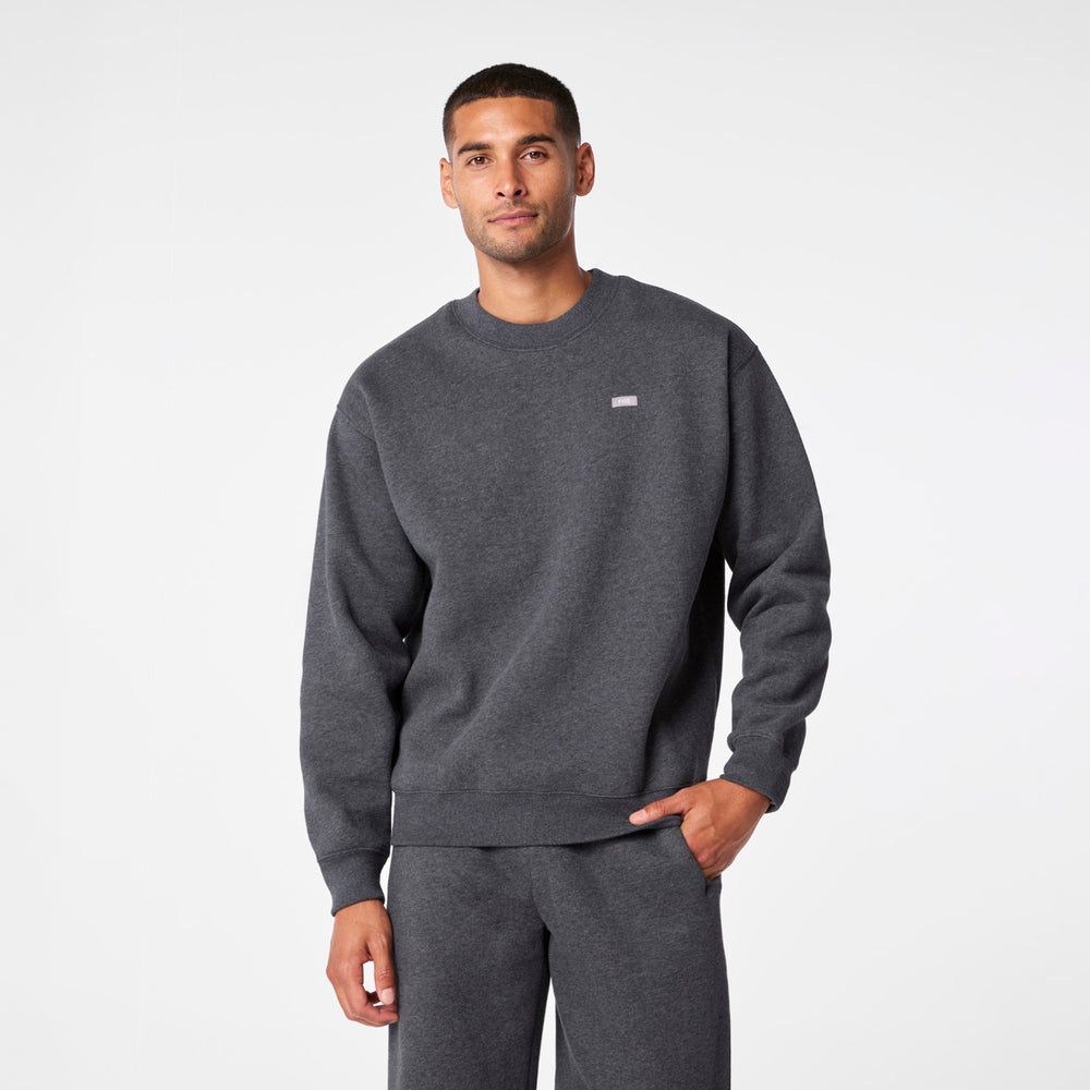 Men's Charcoal Heather Grey Off-Shift Relaxed - Crewneck Sweatshirt™