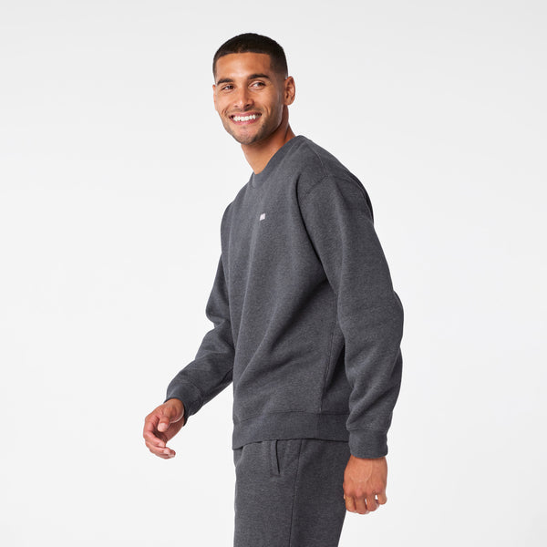 Men's Charcoal Heather Grey Off-Shift Relaxed - Crewneck Sweatshirt™