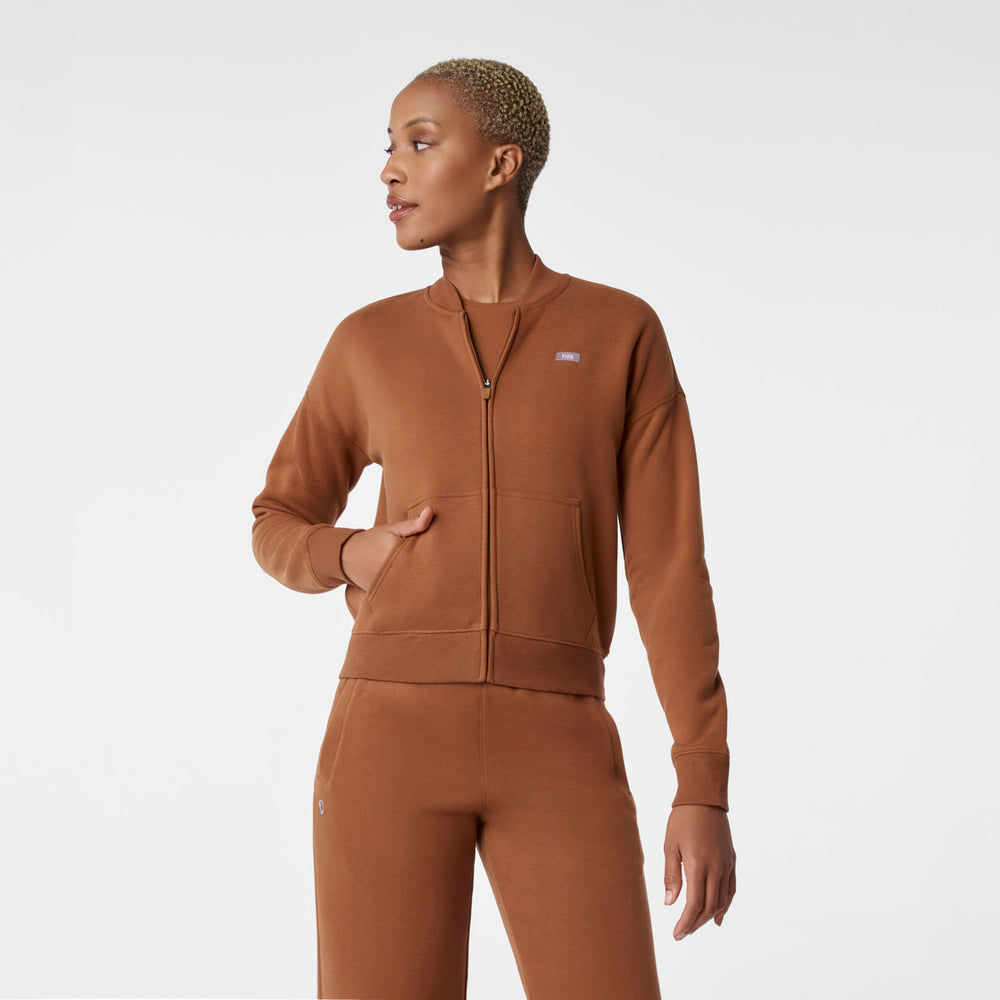 Women's Mocha Off-Shift Bomber Sweatshirt™