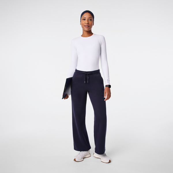 Women's Navy Hampton Wide-Leg Sweatpants