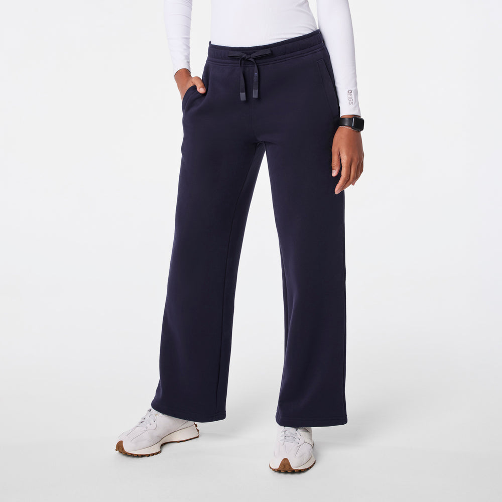Women's Navy Hampton Wide-Leg Sweatpants