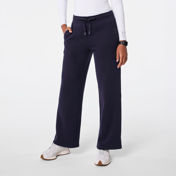 Women's Navy Hampton Wide-Leg Sweatpants