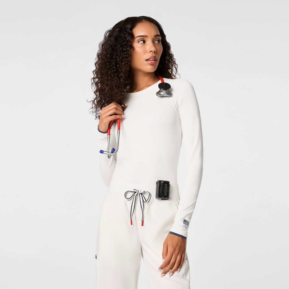 Women's Off White FIGS x Team USA Salta  - Long-Sleeve Underscrub