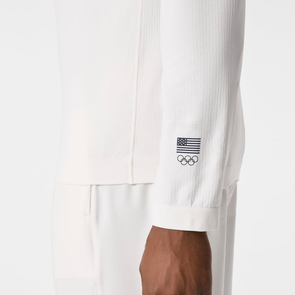 Men's Off White FIGS x Team USA Mock-Neck - Long-Sleeve Underscrub