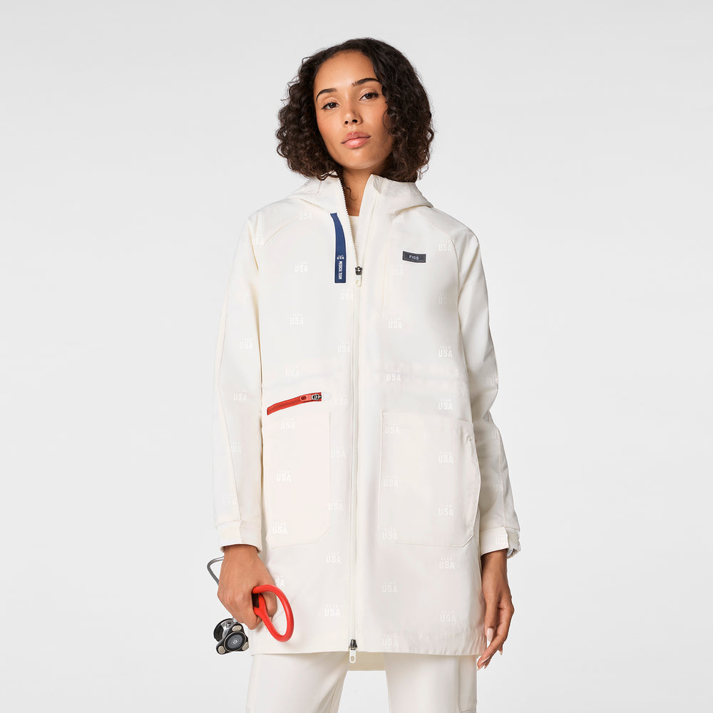 Women's Off White FIGS x Team USA On-Shift Stadium Jacket™