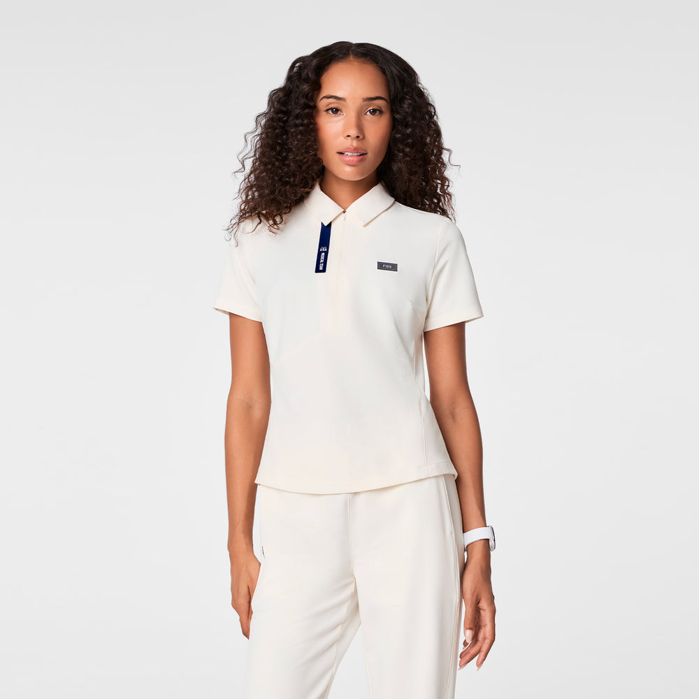 Women's Off White FIGS x Team USA FIBREx Polo - Scrub Top