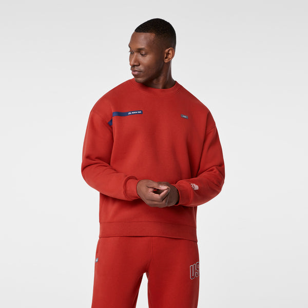 Men's Team USA Red FIGS x Team USA Crewneck Sweatshirt