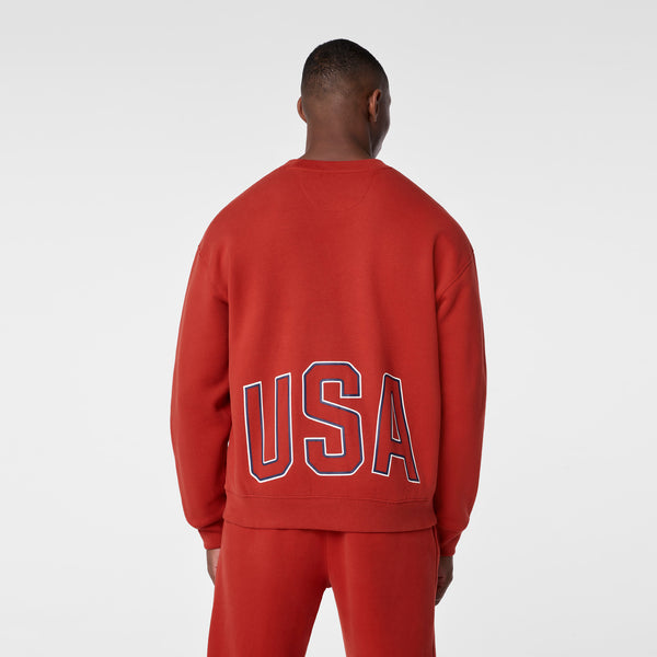 Men's Team USA Red FIGS x Team USA Crewneck Sweatshirt