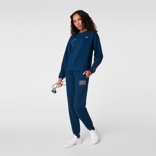 Women's Team USA Blue FIGS x Team USA Crewneck Sweatshirt