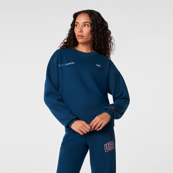 Women's Team USA Blue FIGS x Team USA Crewneck Sweatshirt