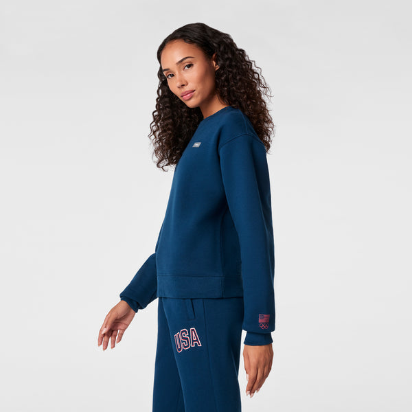 Women's Team USA Blue FIGS x Team USA Crewneck Sweatshirt