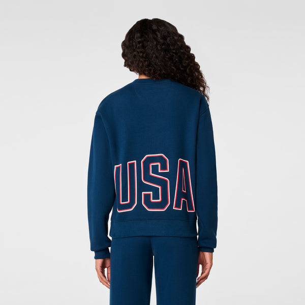 Women's Team USA Blue FIGS x Team USA Crewneck Sweatshirt
