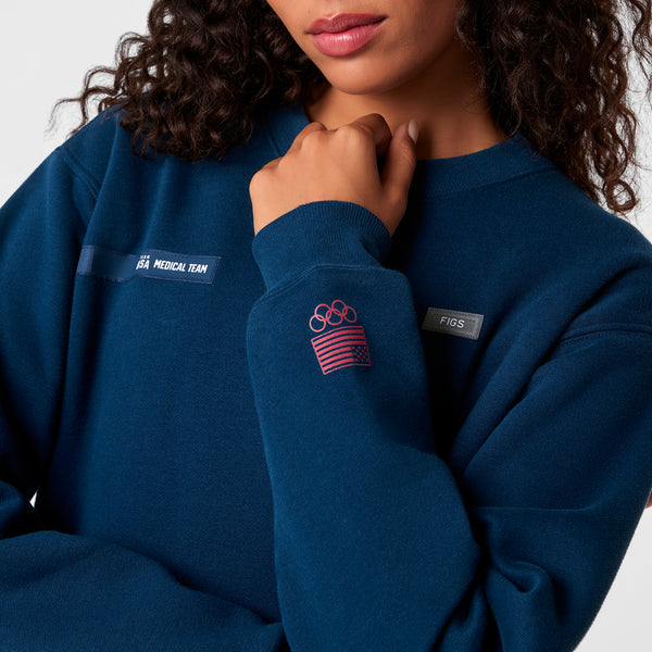 Women's Team USA Blue FIGS x Team USA Crewneck Sweatshirt