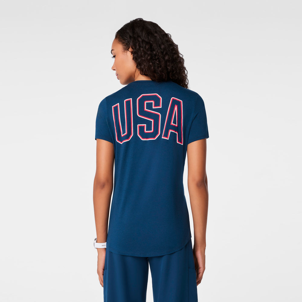 Women's Team USA Blue FIGS x Team USA - Short-Sleeve Underscrub