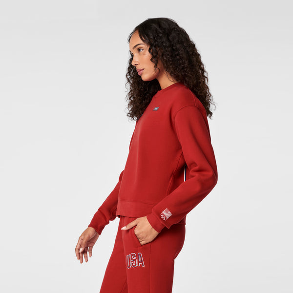 Women's Team USA Red FIGS x Team USA Crewneck Sweatshirt