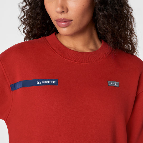 Women's Team USA Red FIGS x Team USA Crewneck Sweatshirt
