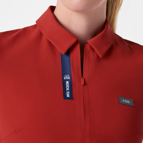 Women's Team USA Red FIGS x Team USA FIBREx Polo - Scrub Top