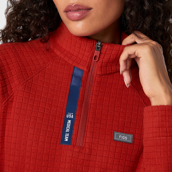 Women's Team USA Red FIGS x Team USA Fleece ¼ Zip Top™