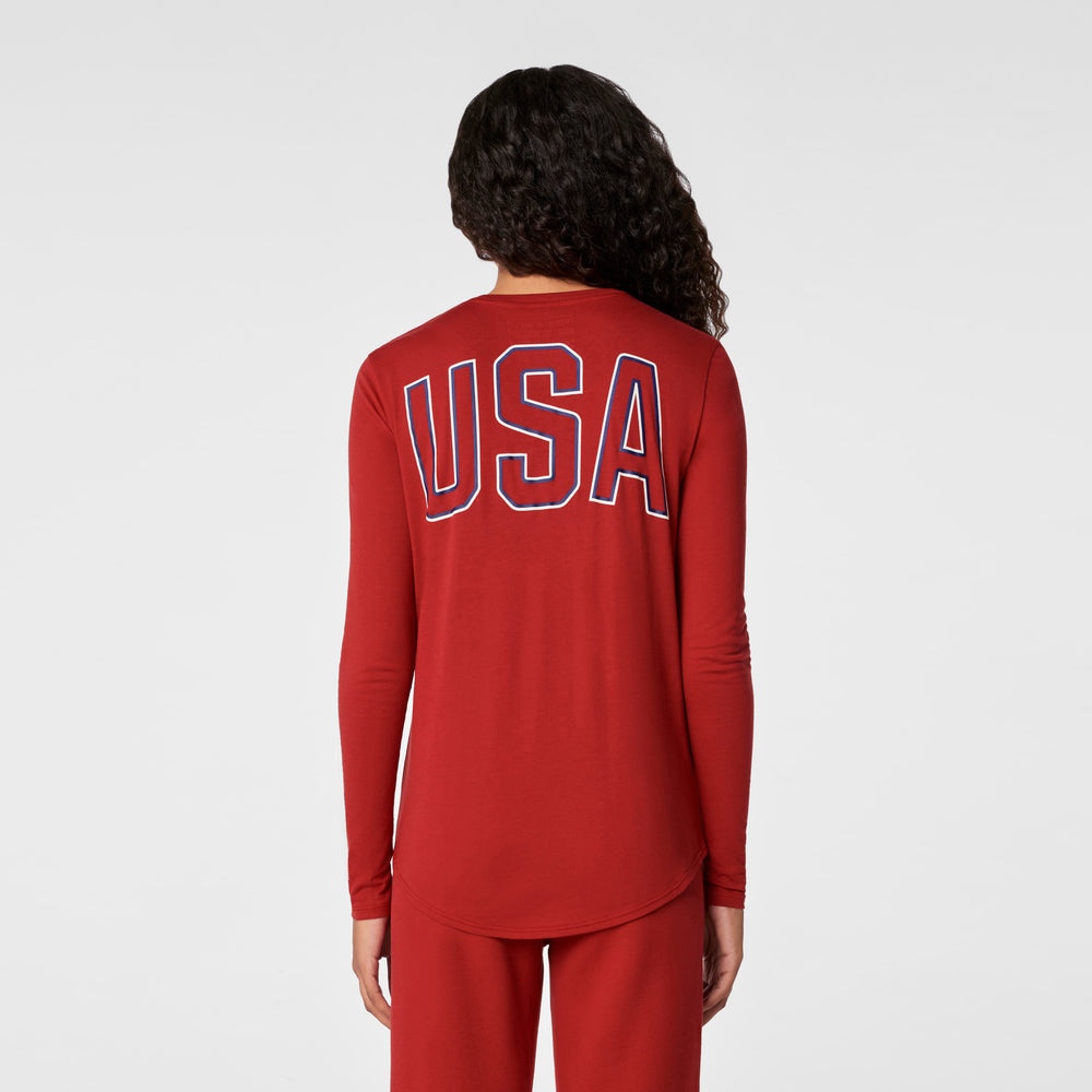 Women's Team USA Red FIGS x Team USA Graphic - Long-Sleeve Underscrub