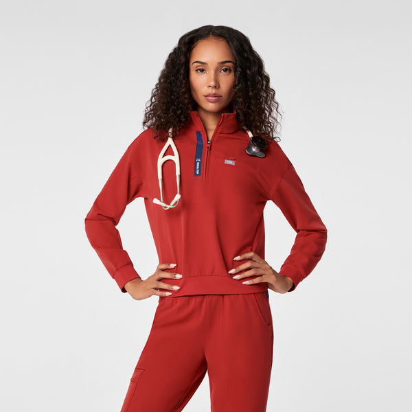 Women's Team USA Red FIGS x Team USA Mock-Neck Long-Sleeve - Scrub Top