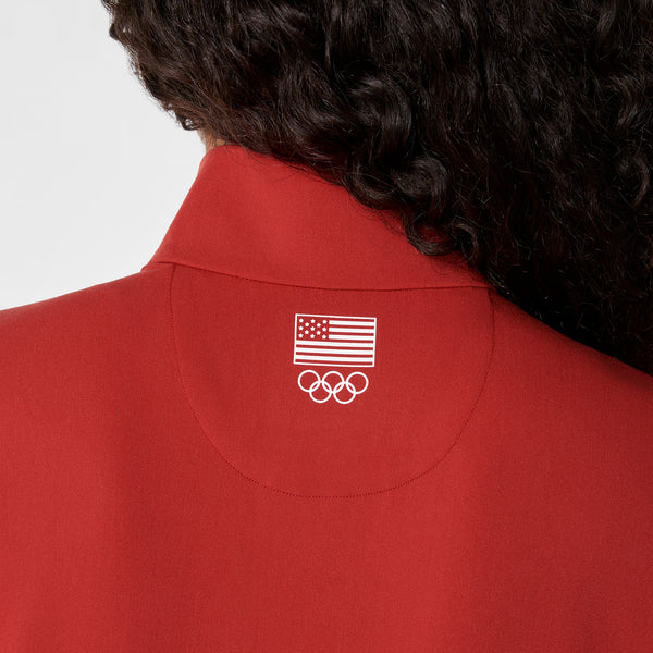 Women's Team USA Red FIGS x Team USA Mock-Neck Long-Sleeve - Scrub Top