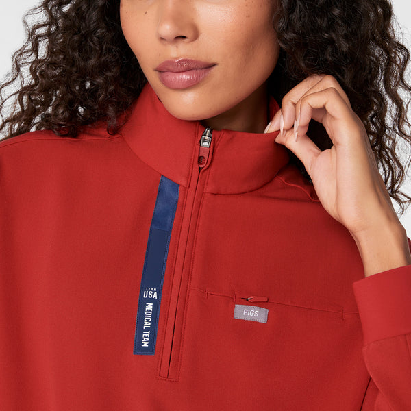 Women's Team USA Red FIGS x Team USA Mock-Neck Long-Sleeve - Scrub Top