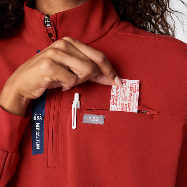 Women's Team USA Red FIGS x Team USA Mock-Neck Long-Sleeve - Scrub Top