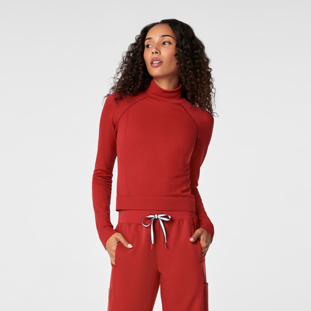 Women's Team USA Red FIGS x Team USA Mock-Neck - Long-Sleeve Underscrub
