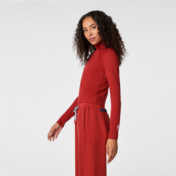 Women's Team USA Red FIGS x Team USA Mock-Neck - Long-Sleeve Underscrub