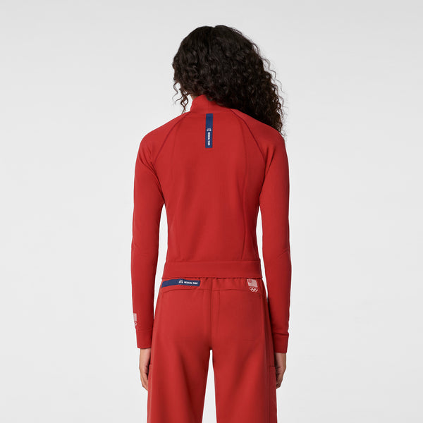 Women's Team USA Red FIGS x Team USA Mock-Neck - Long-Sleeve Underscrub