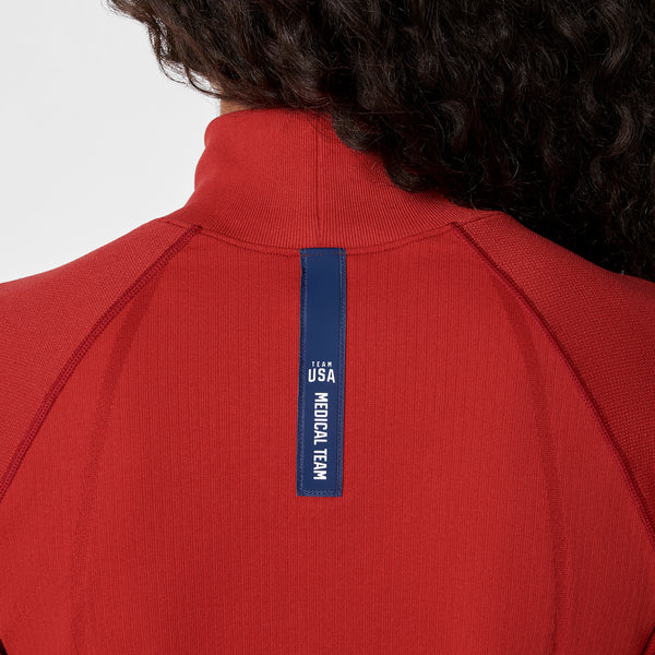 Women's Team USA Red FIGS x Team USA Mock-Neck - Long-Sleeve Underscrub