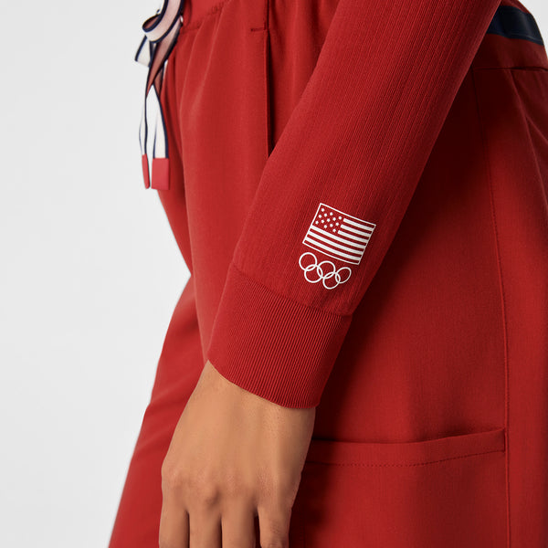 Women's Team USA Red FIGS x Team USA Mock-Neck - Long-Sleeve Underscrub