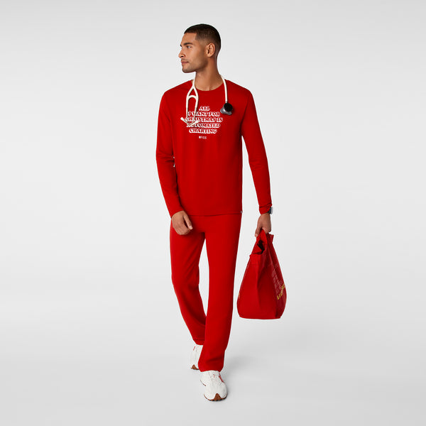 Men's Winning Red All What I Wanted For Christmas Is Automated Charting Graphic - Long-Sleeve Underscrub